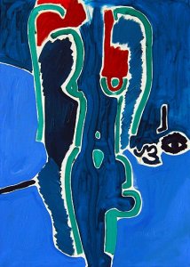 ´Frauenakt in blau, grün und rot´