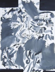 ´Zwei Köpfe (grau, hinter Kreuz) ´